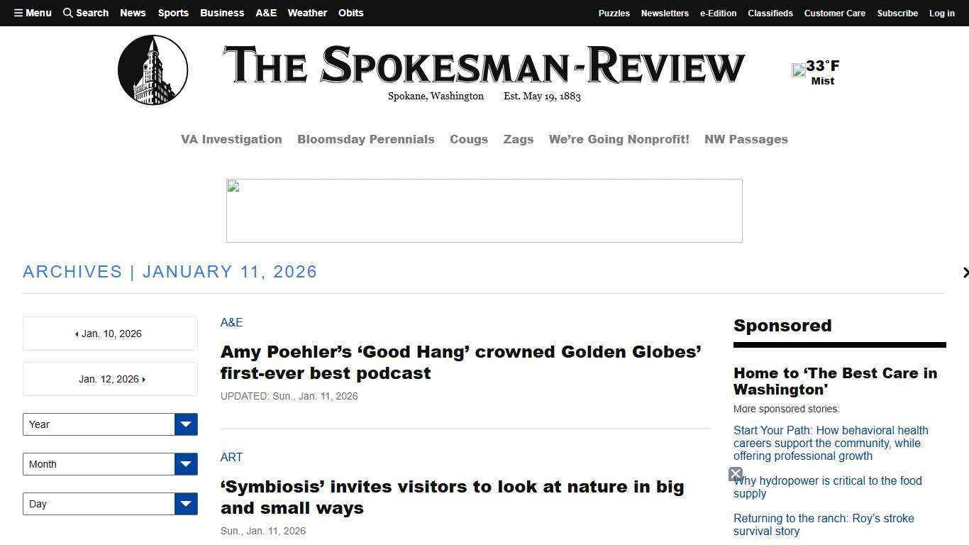 Spokesman-Review stories from January 11, 2026