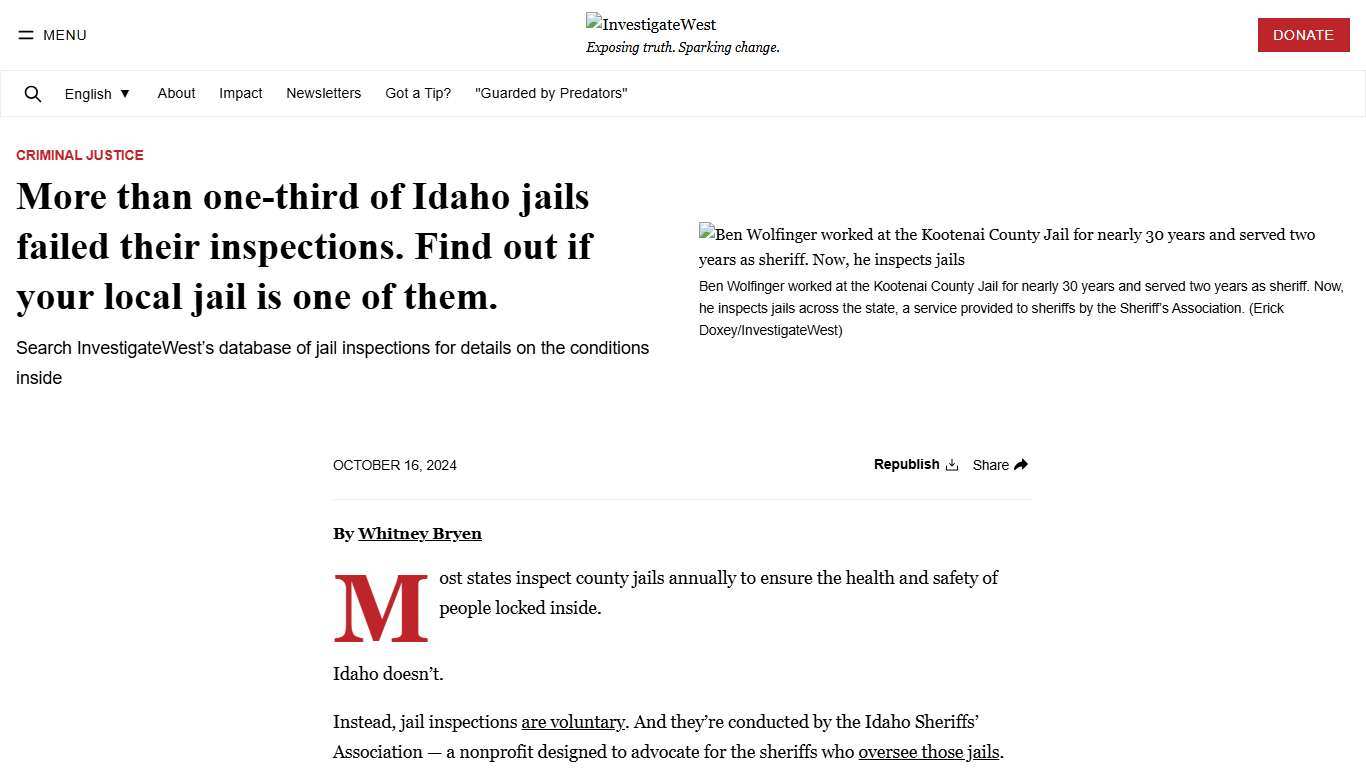 More than one-third of Idaho jails failed their inspections. Find out if your local jail is one of them.